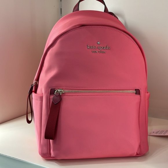 Kate Spade Chelsea Nylon Medium Backpack Deep Dahlia Pink - Picture 2 of 16